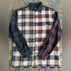 Kith Plaid Mix Ludlow Button Down- Saddle